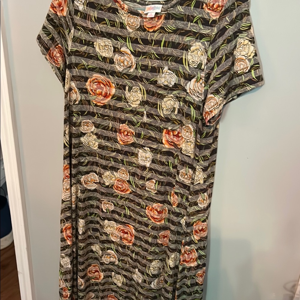 LulaRoe Floral Striped Women's Dress
